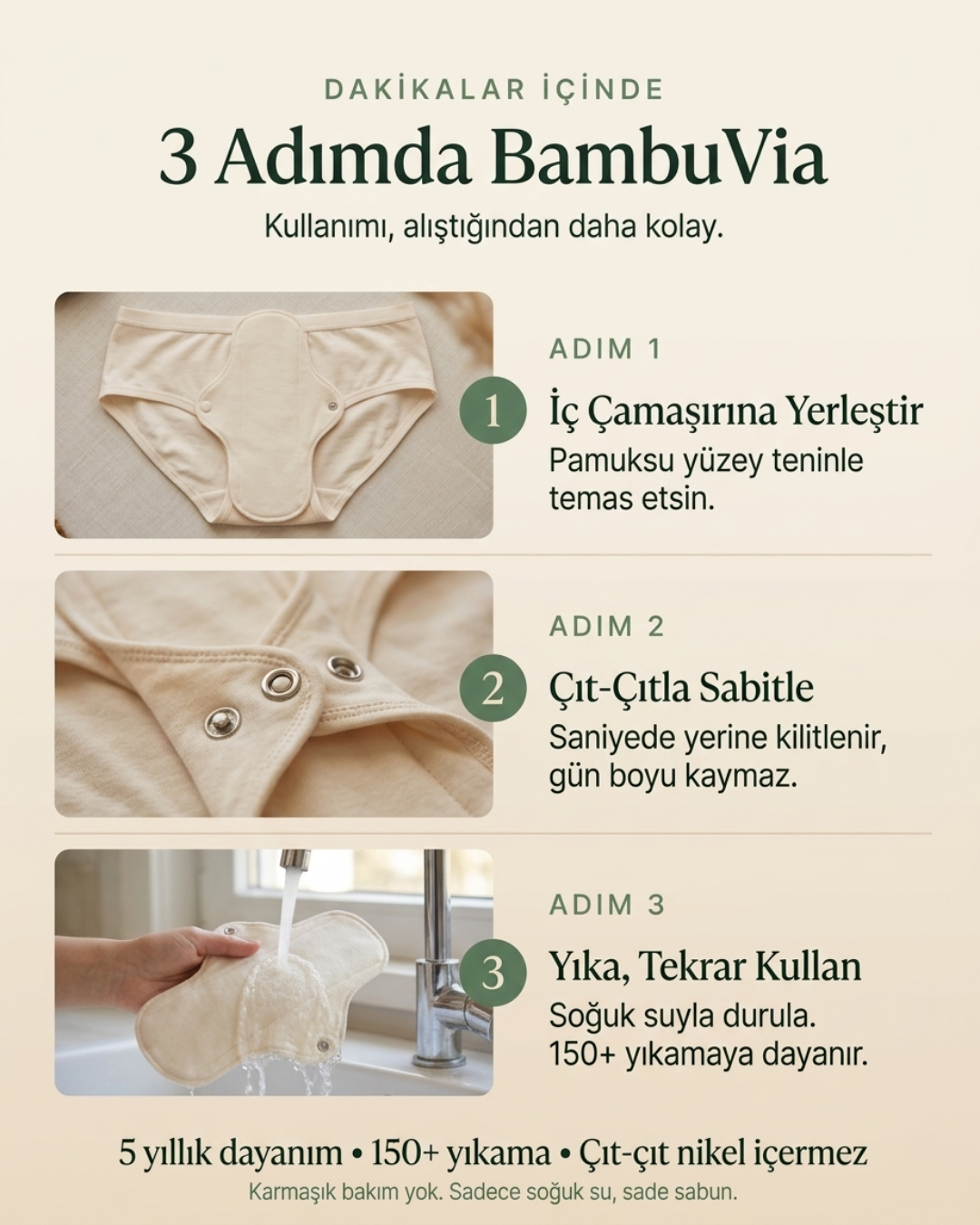 Akıntı Sızıntı Yapmayan Yıkanabilir Antibakteriyel Bambu Ped